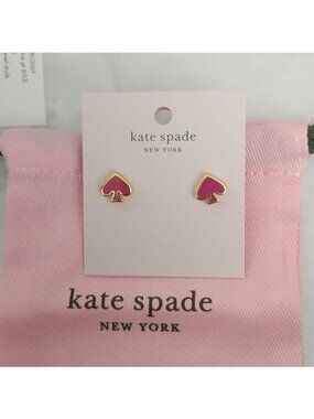 Kate Spade Enamel Spade Earrings in Festive Pink